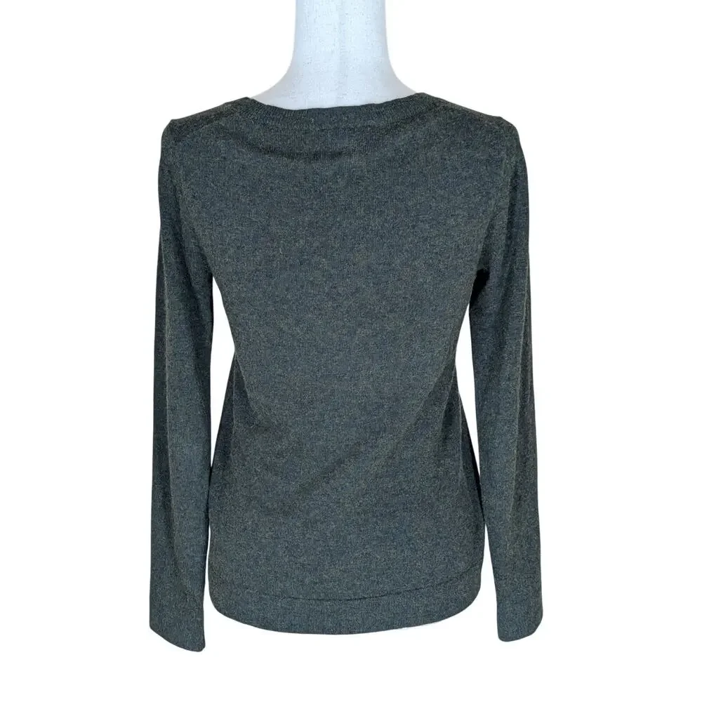 J.CREW Sweater Women XS Olive Green Heather Teddie Pullover Cotton Merino Wool